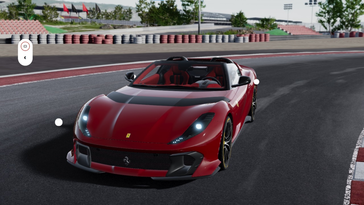 A red Ferrari 812 Competizione Aperta with a black horizontal stripe