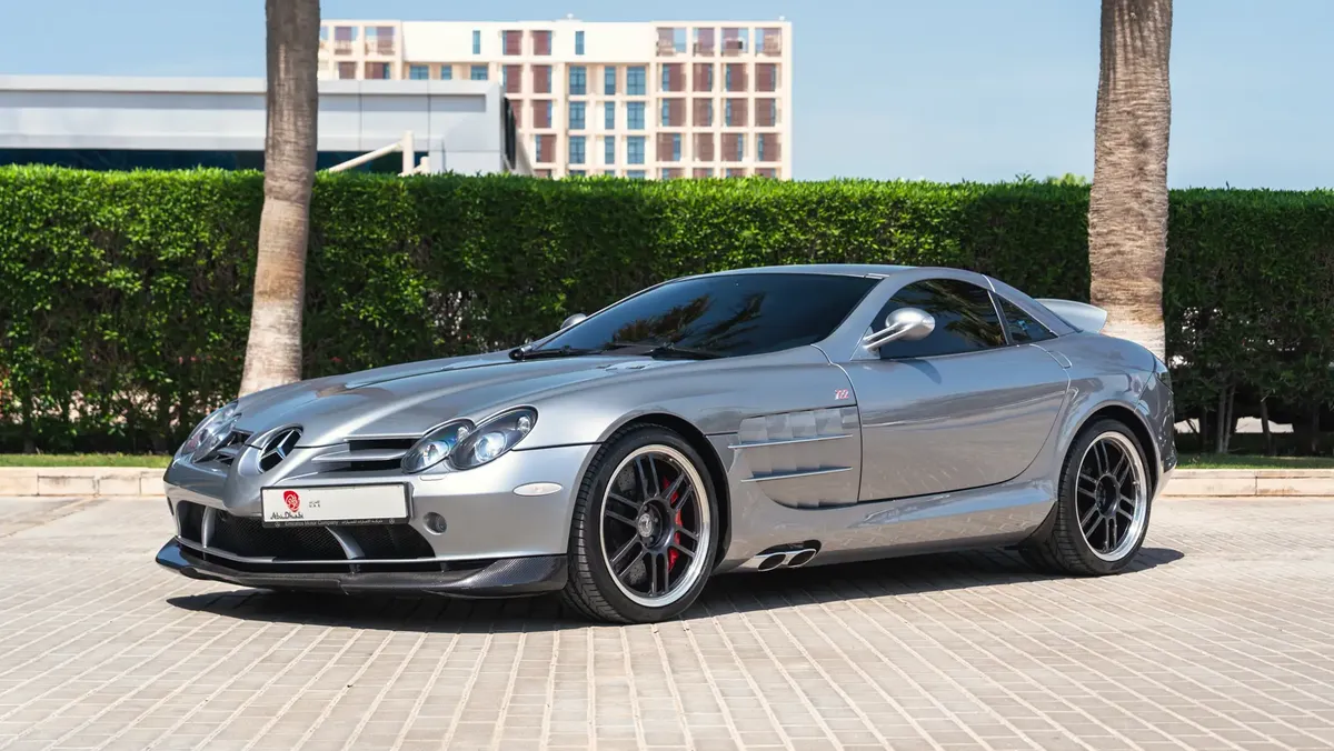 A silver Mercedes SLR McLaren 722 Edition