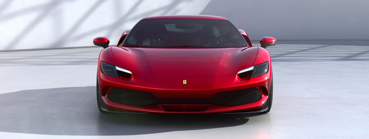 front view of a red ferrari 296 gtb