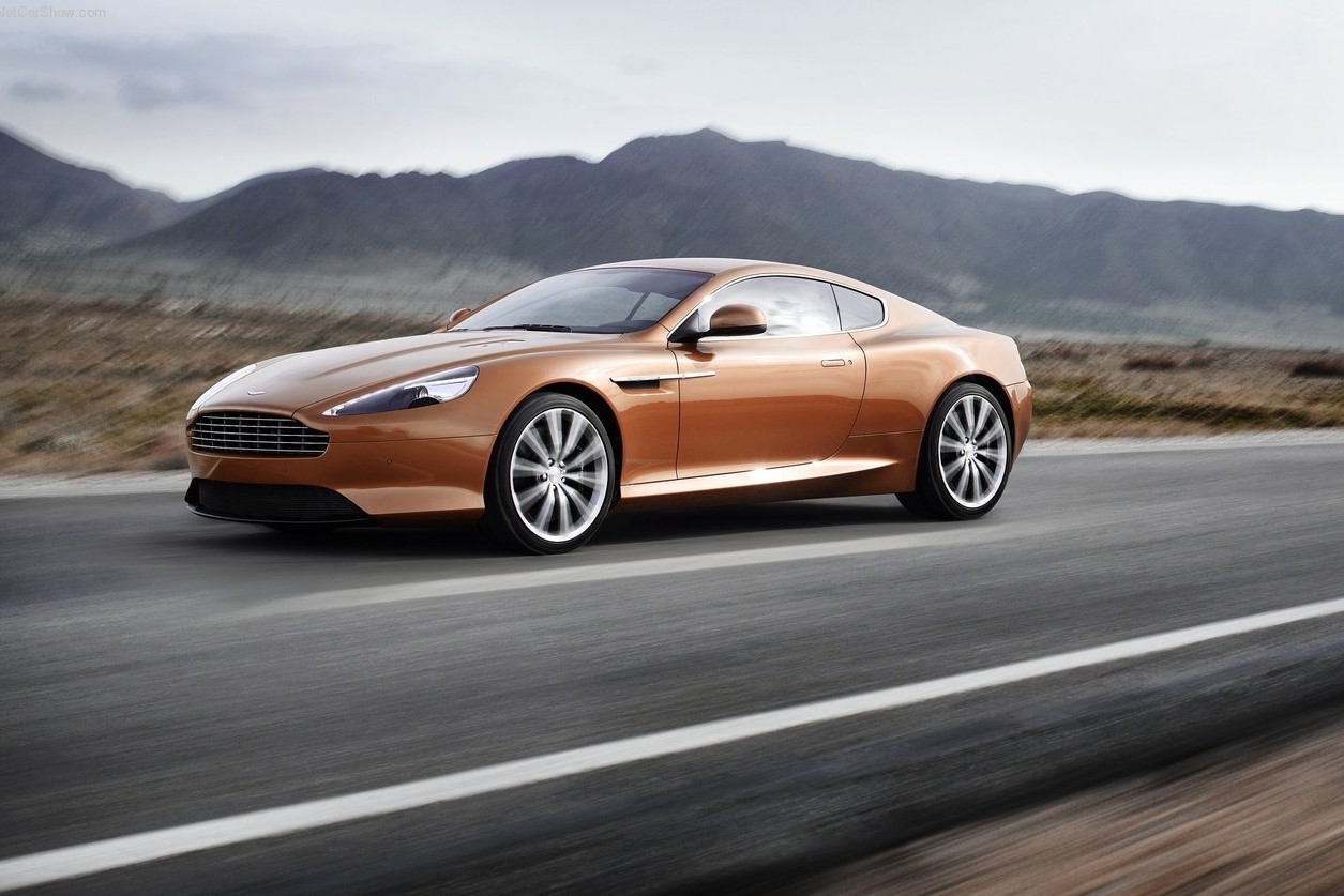 a golden Aston Martin Virage from 2011
